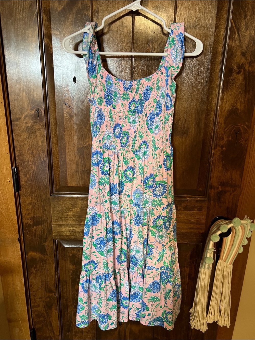 Lilly Pulitzer Pink Sundress with Blue & Green Floral Print